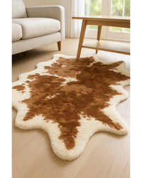 Faux Cowhide Area Rug – Brown & Ivory Animal Print in Living Room — cowhide area rug 10