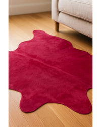 Fuchsia Cowhide Area Rug – Hand Knotted, 6x7 in Hide Detail Close-Up — cowhide area rug 209