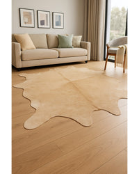Natural Cowhide Area Rug in Low Angle View — cowhide area rug 8