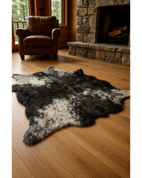 Black & White Faux Fur Cowhide Rug – Washable, Soft in Cabin Living Room — faux fur cowhide rug 8