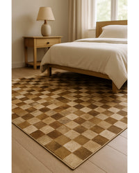 Beige, Brown & Coffee Cowhide Print Area Rug – Washable, UV Protection in Bedroom — cowhide print area rug 5