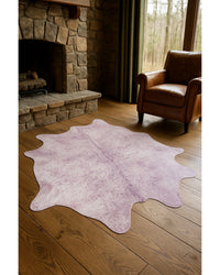 Gray & Pink Cowhide Area Rug – Hand Knotted in Cabin Living Room — cowhide area rug 4