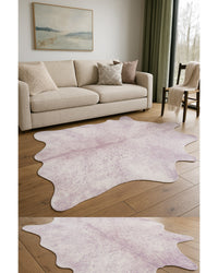 Gray & Pink Cowhide Area Rug – Hand Knotted in Living Room — cowhide area rug 6