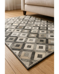 Faux Cowhide Area Rug – Black, Gray & White Animal Print in Hide Detail Close-Up — cowhide area rug 19