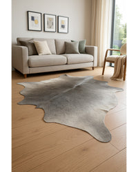 Gray Cowhide Area Rug in Low Angle View — cowhide area rug 8
