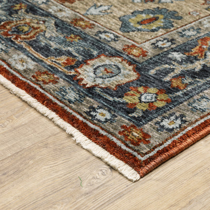 Aberdeen Red Blue Traditional Medallion Indoor Rug