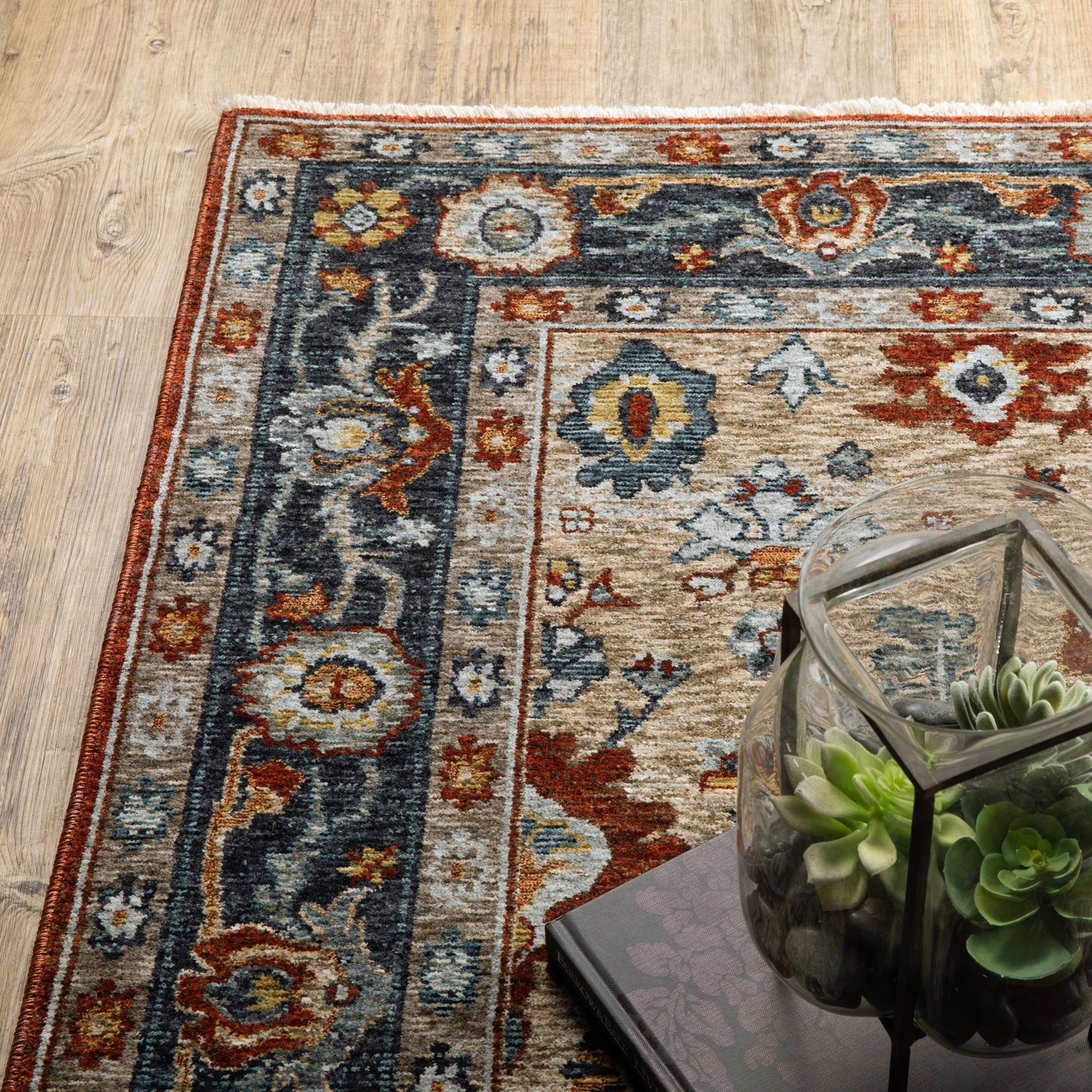 Aberdeen Red Blue Traditional Medallion Indoor Rug