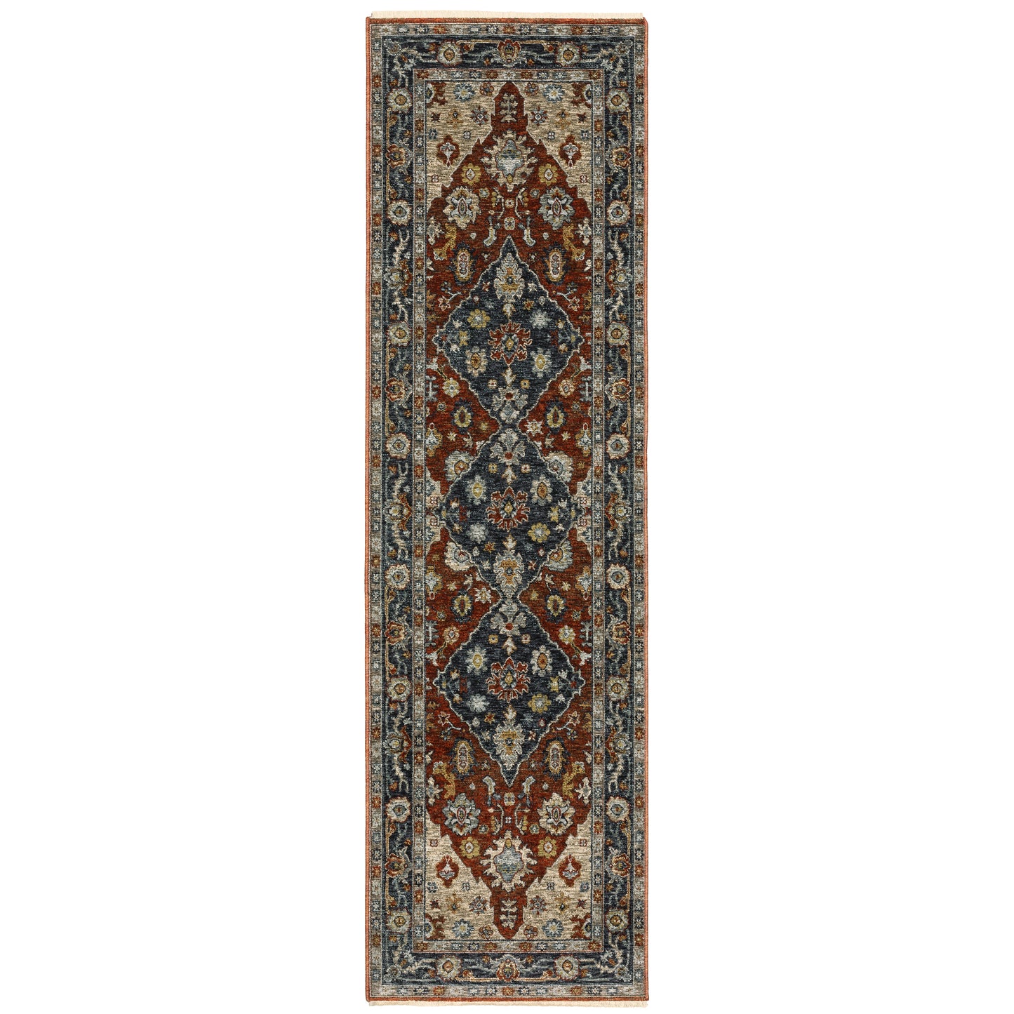 Aberdeen Red Blue Traditional Medallion Indoor Rug