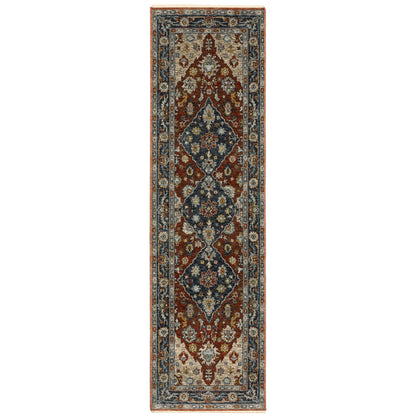 Aberdeen Red Blue Traditional Medallion Indoor Rug