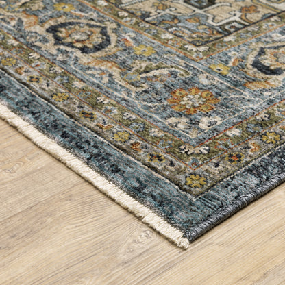 Aberdeen Blue Taupe Traditional Medallion Indoor Rug