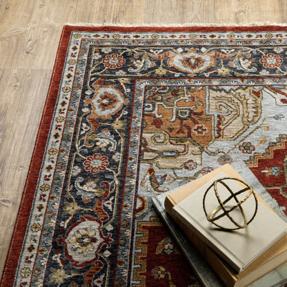 Aberdeen Red Taupe Traditional Medallion Indoor Rug