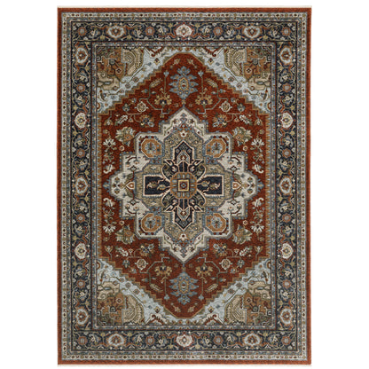 Aberdeen Red Taupe Traditional Medallion Indoor Rug