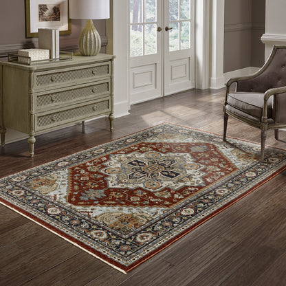 Aberdeen Red Taupe Traditional Medallion Indoor Rug