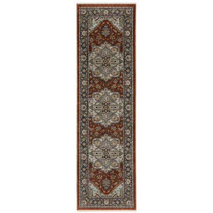 Aberdeen Red Taupe Traditional Medallion Indoor Rug