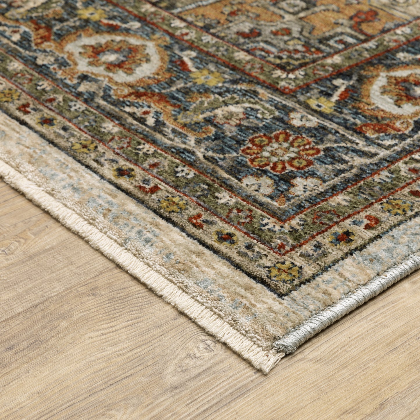 Aberdeen Beige Blue Traditional Medallion Indoor Rug