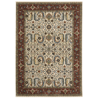 Aberdeen Ivory Red Traditional Persian Indoor Rug