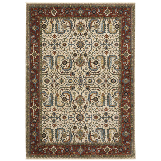 Aberdeen Ivory Red Traditional Persian Indoor Rug