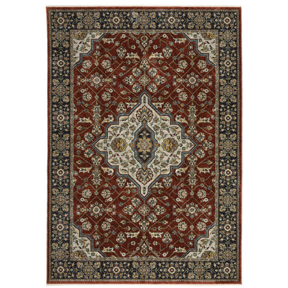 Aberdeen Red Blue Traditional Medallion Indoor Rug