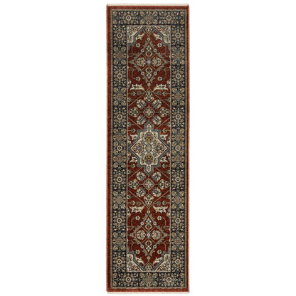 Aberdeen Red Blue Traditional Medallion Indoor Rug