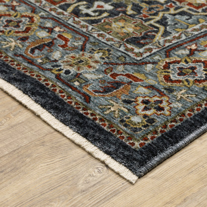 Aberdeen Blue Multi Traditional Panel Indoor Rug