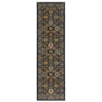 Aberdeen Blue Multi Traditional Panel Indoor Rug