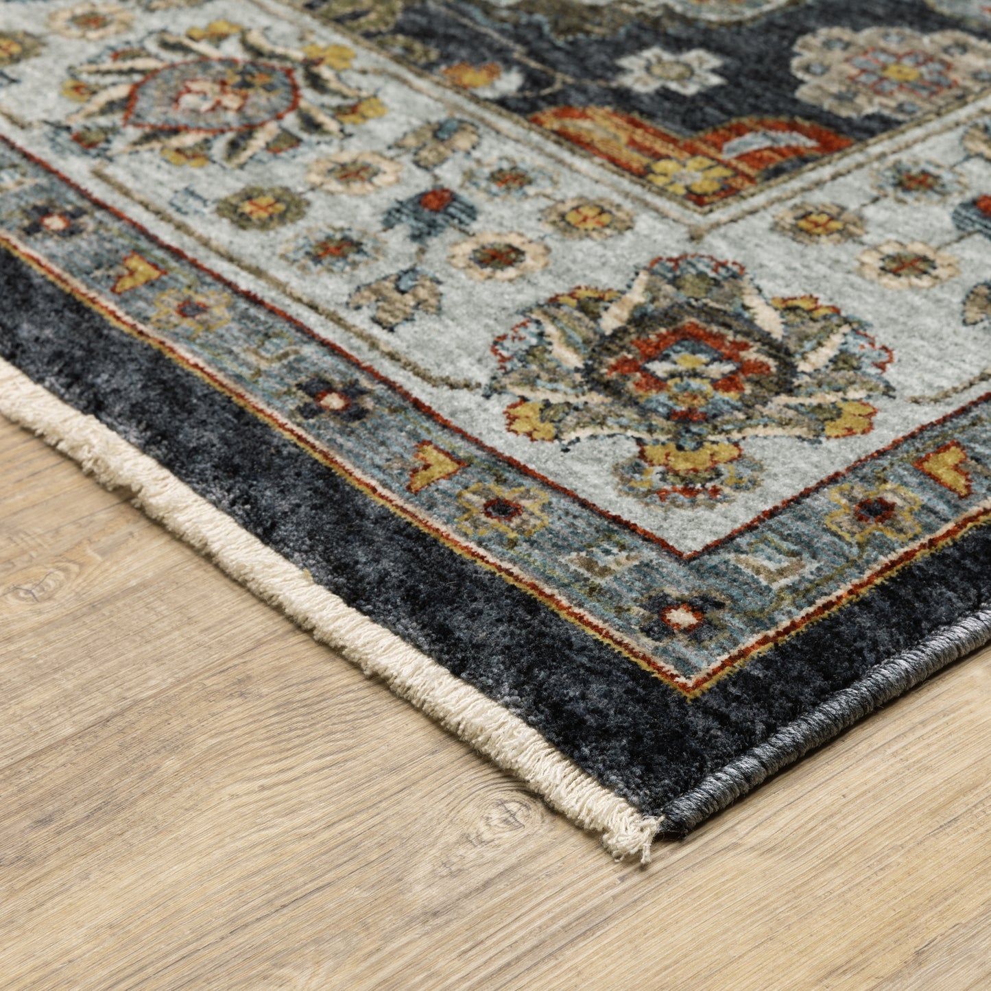 Aberdeen Blue Multi Traditional Panel Indoor Rug