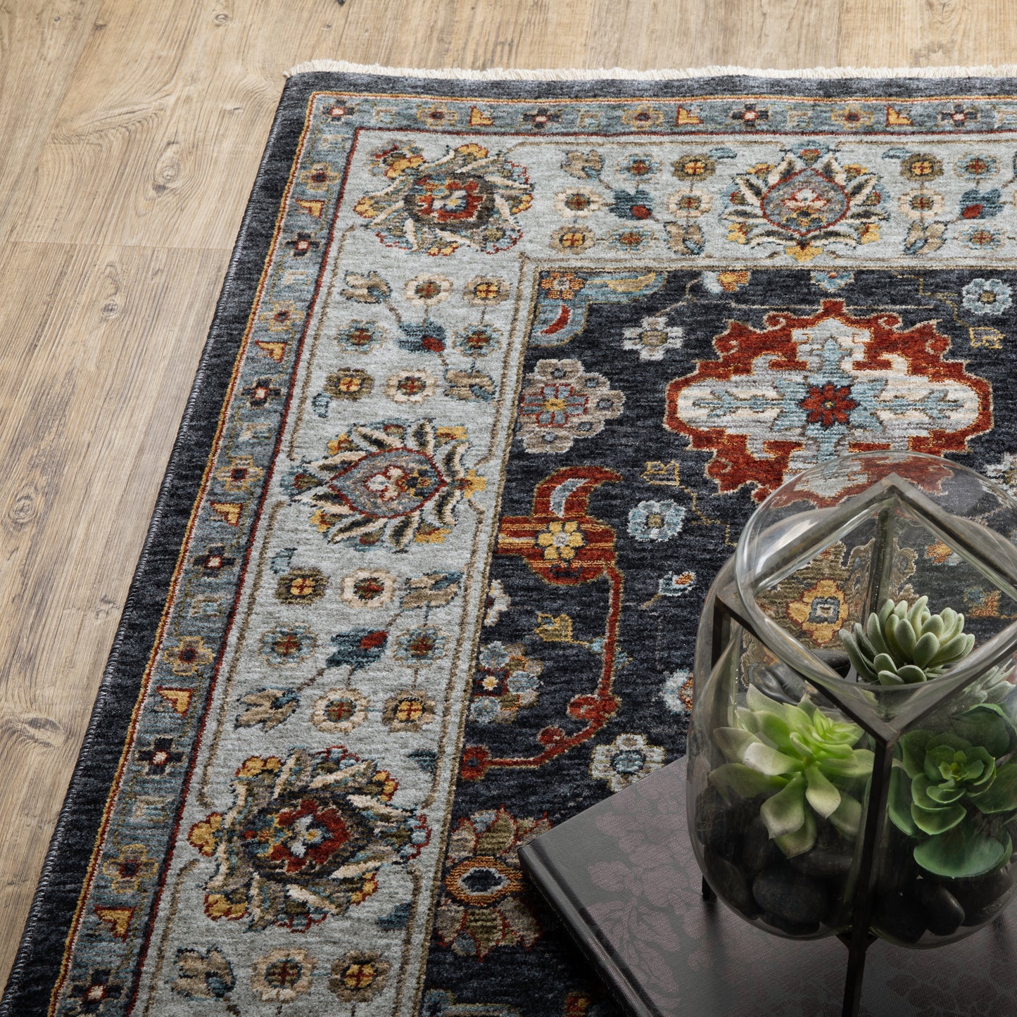 Aberdeen Blue Multi Traditional Panel Indoor Rug