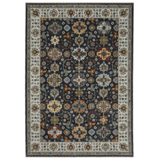 Aberdeen Blue Multi Traditional Panel Indoor Rug