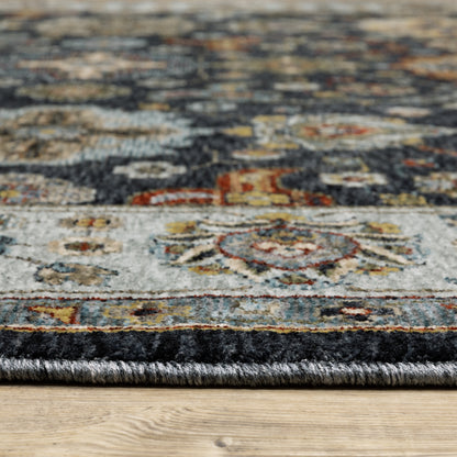 Aberdeen Blue Multi Traditional Panel Indoor Rug