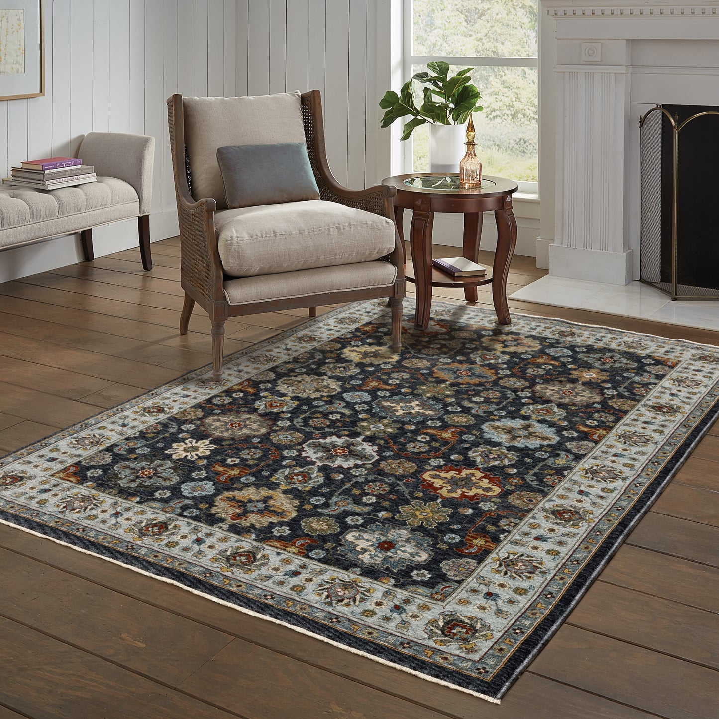 Aberdeen Blue Multi Traditional Panel Indoor Rug