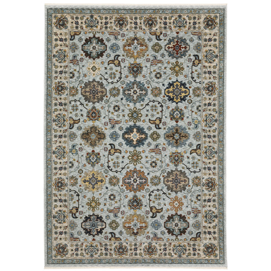 Aberdeen Blue Beige Traditional Panel Indoor Rug