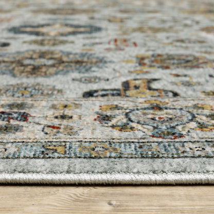 Aberdeen Blue Beige Traditional Panel Indoor Rug