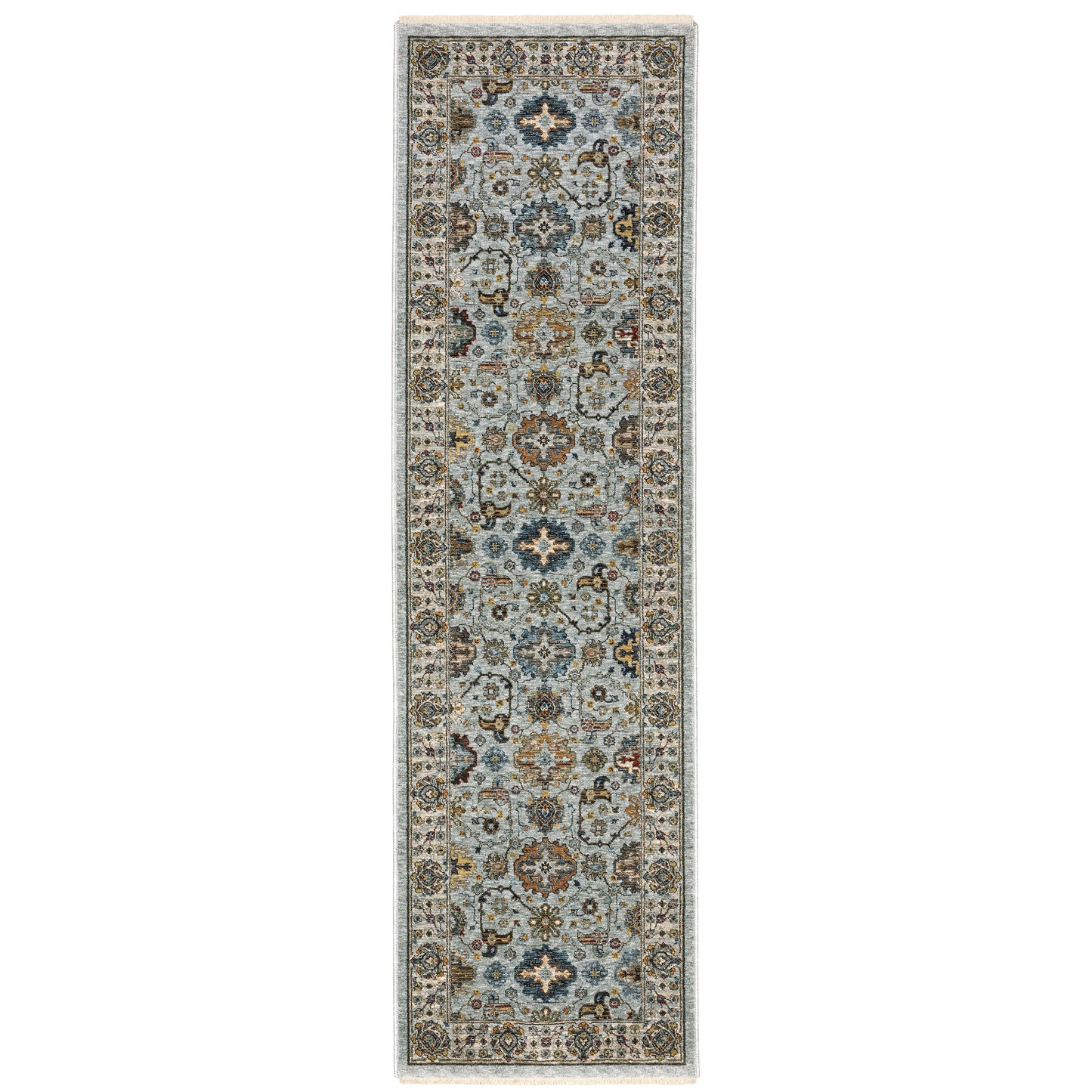 Aberdeen Blue Beige Traditional Panel Indoor Rug