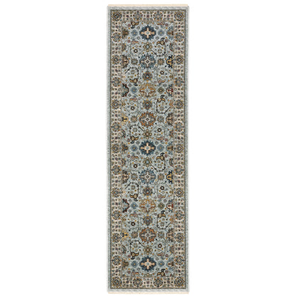 Aberdeen Blue Beige Traditional Panel Indoor Rug