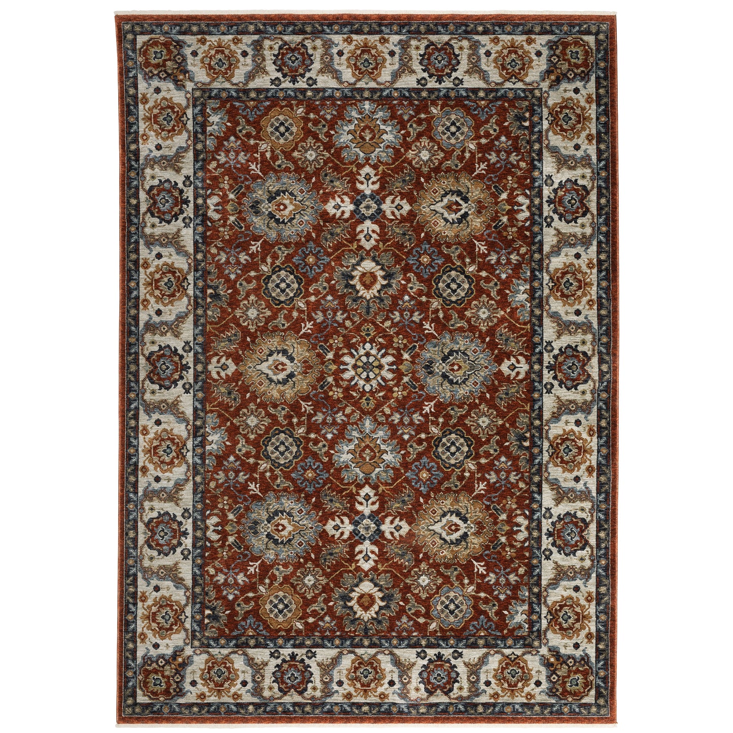 Aberdeen Red Ivory Traditional Medallions Indoor Rug