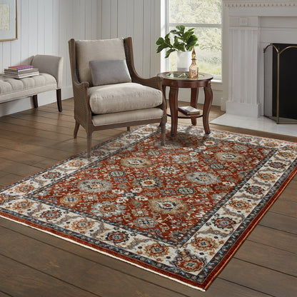 Aberdeen Red Ivory Traditional Medallions Indoor Rug