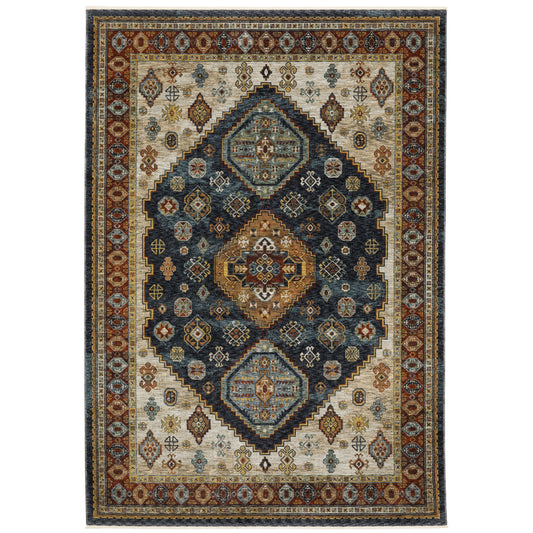 Aberdeen Blue Multi Traditional Medallion Indoor Rug