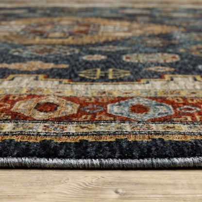 Aberdeen Blue Multi Traditional Medallion Indoor Rug