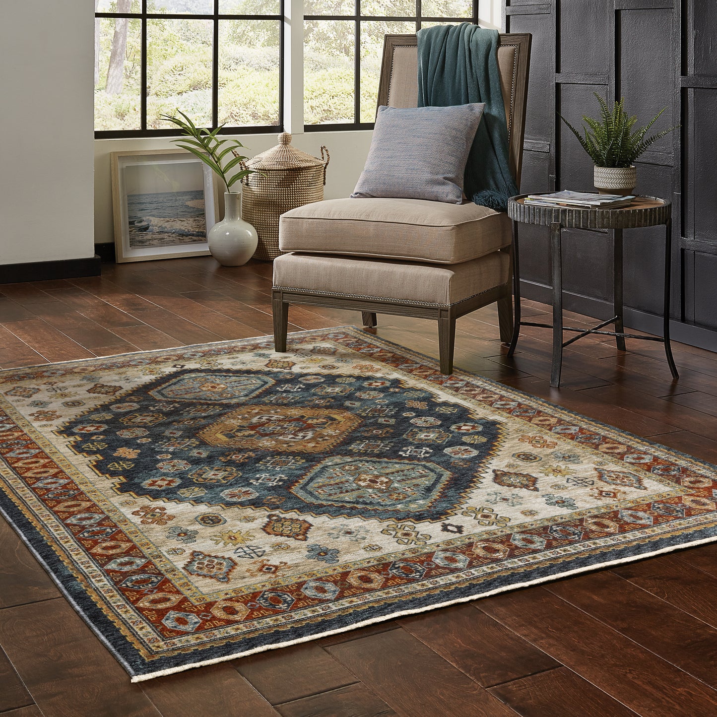 Aberdeen Blue Multi Traditional Medallion Indoor Rug