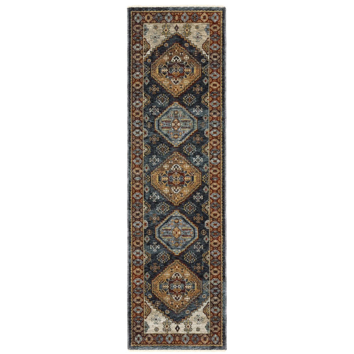 Aberdeen Blue Multi Traditional Medallion Indoor Rug