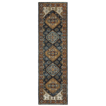 Aberdeen Blue Multi Traditional Medallion Indoor Rug