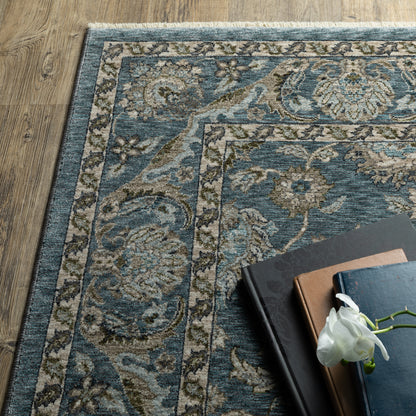 Aberdeen Blue Beige Traditional Oriental Indoor Rug