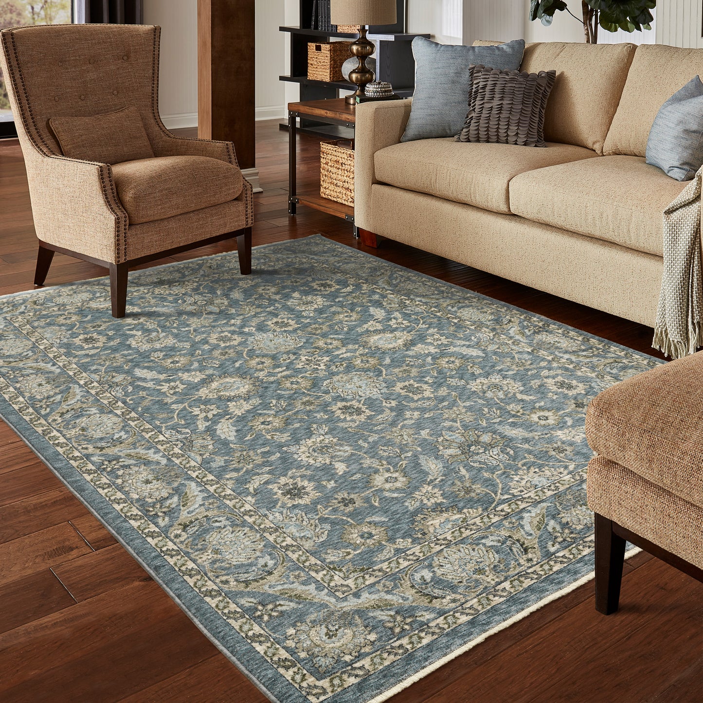 Aberdeen Blue Beige Traditional Oriental Indoor Rug