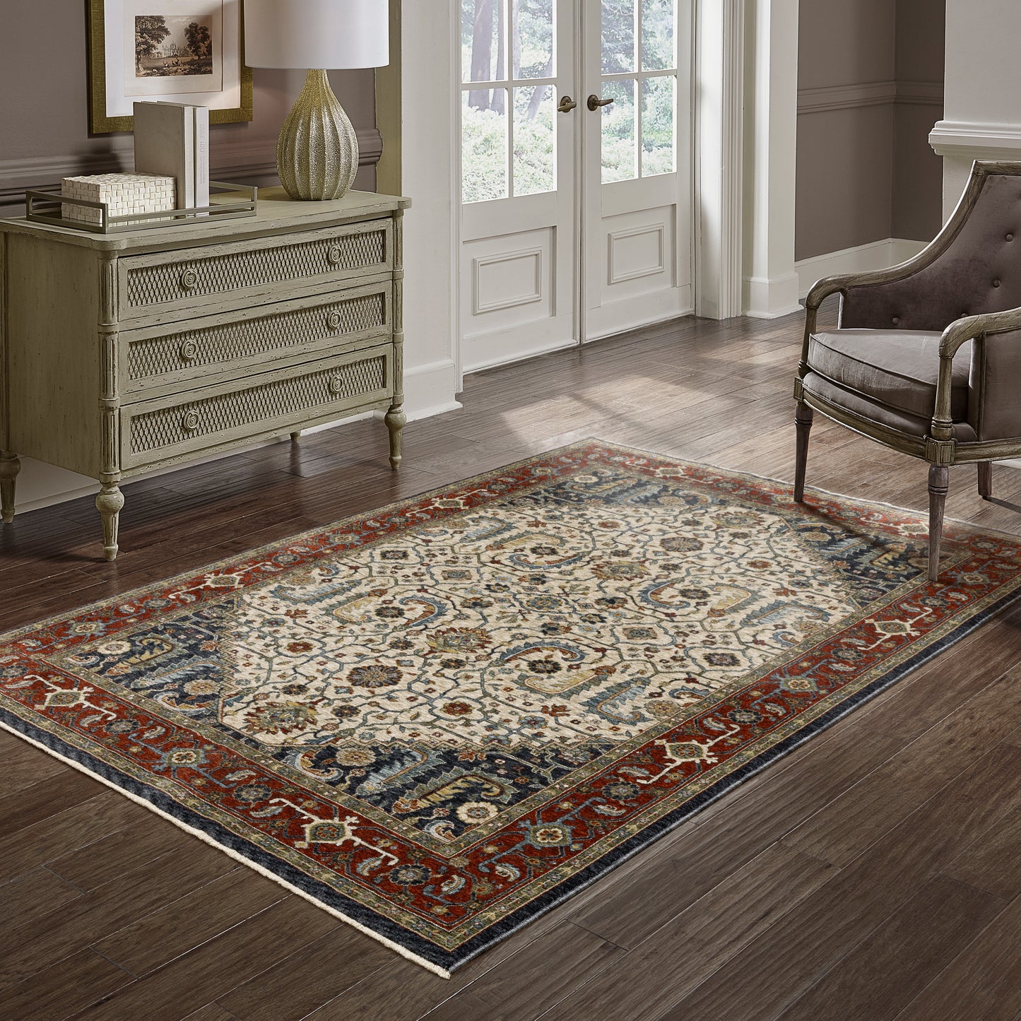 Aberdeen Ivory Red Traditional Persian Indoor Rug