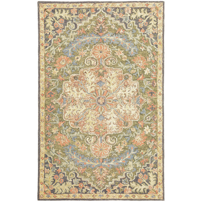 Alfresco Green Blue Traditional Oriental Indoor Rug