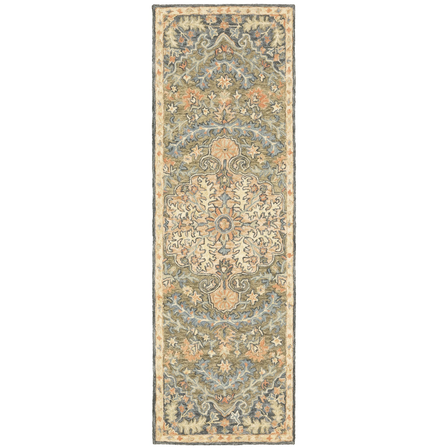 Alfresco Green Blue Traditional Oriental Indoor Rug