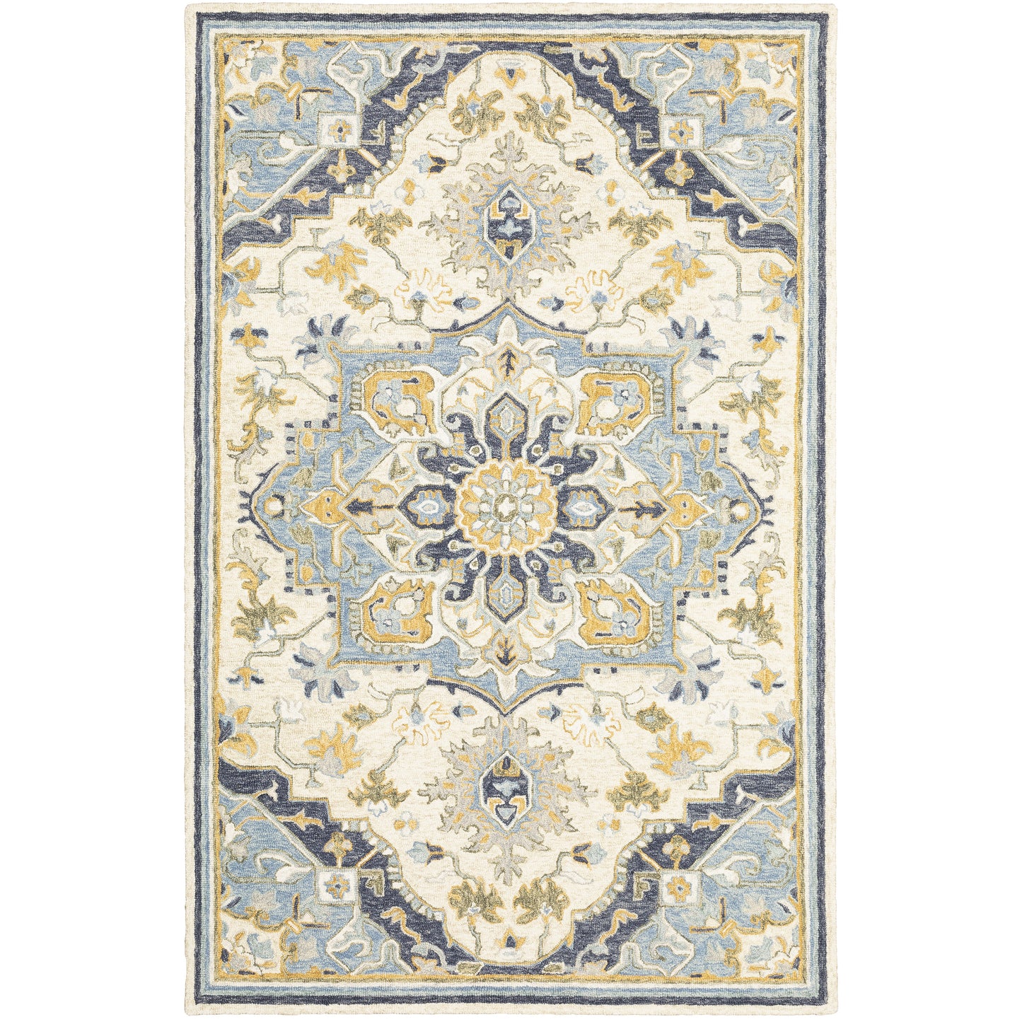 Alfresco Blue Ivory Traditional Oriental Indoor Rug