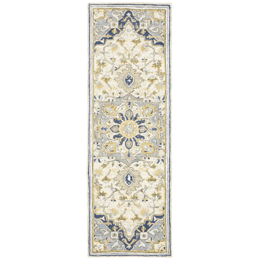 Alfresco Blue Ivory Traditional Oriental Indoor Rug