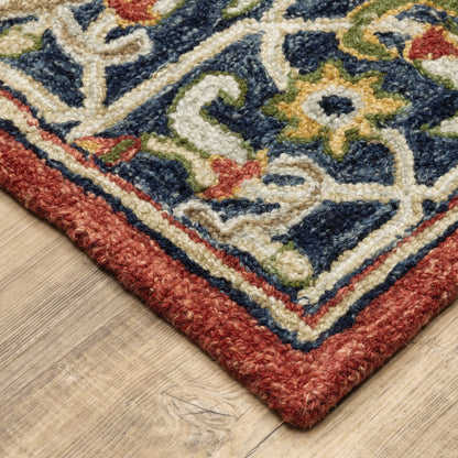 Alfresco Red Blue Traditional Oriental Indoor Rug