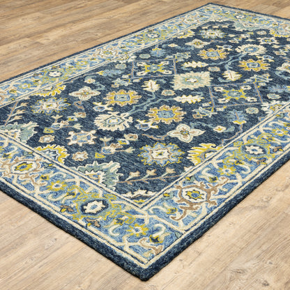 Alfresco Navy Blue Traditional Oriental Indoor Rug